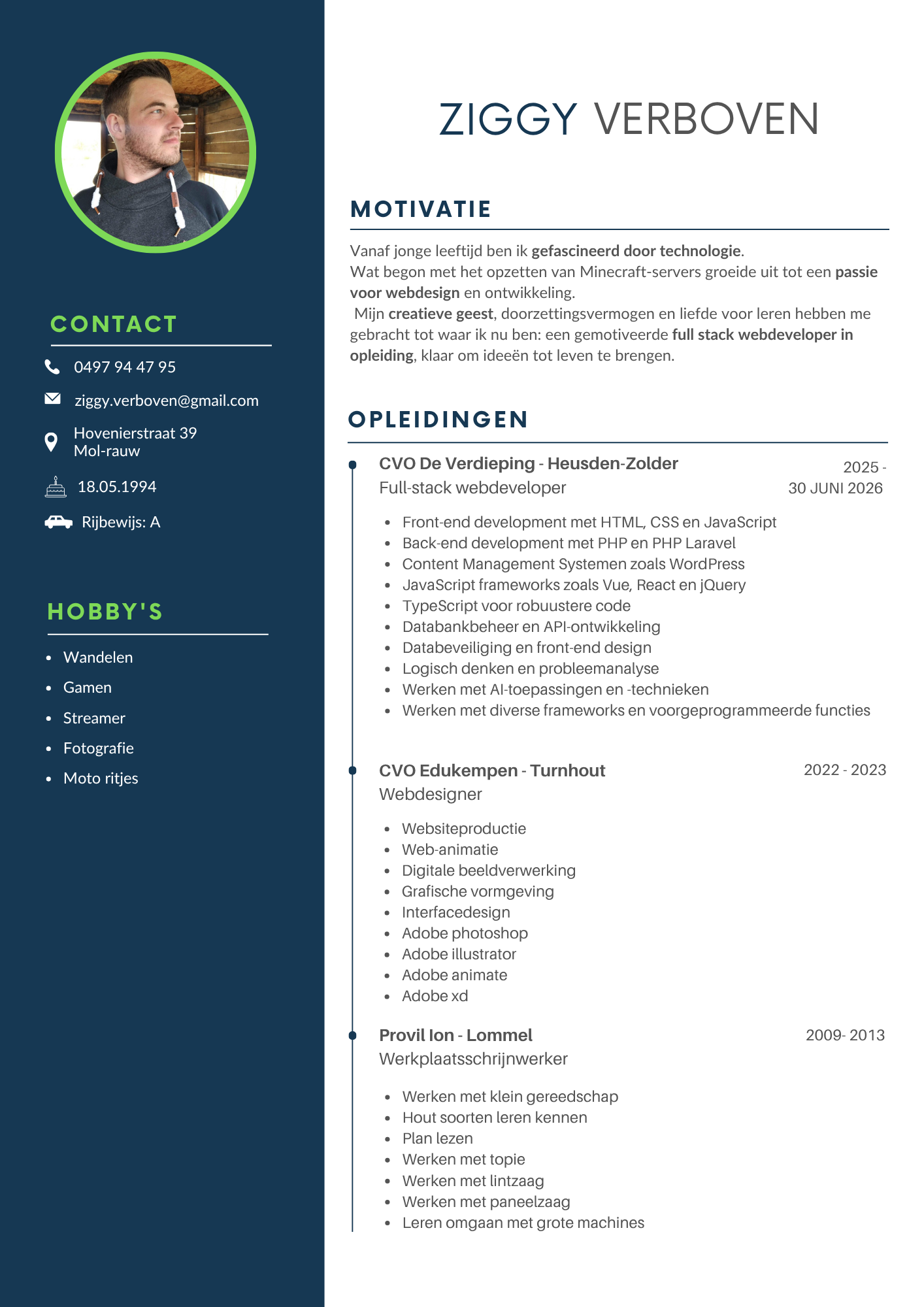 foto van de  Curriculum Vitae
